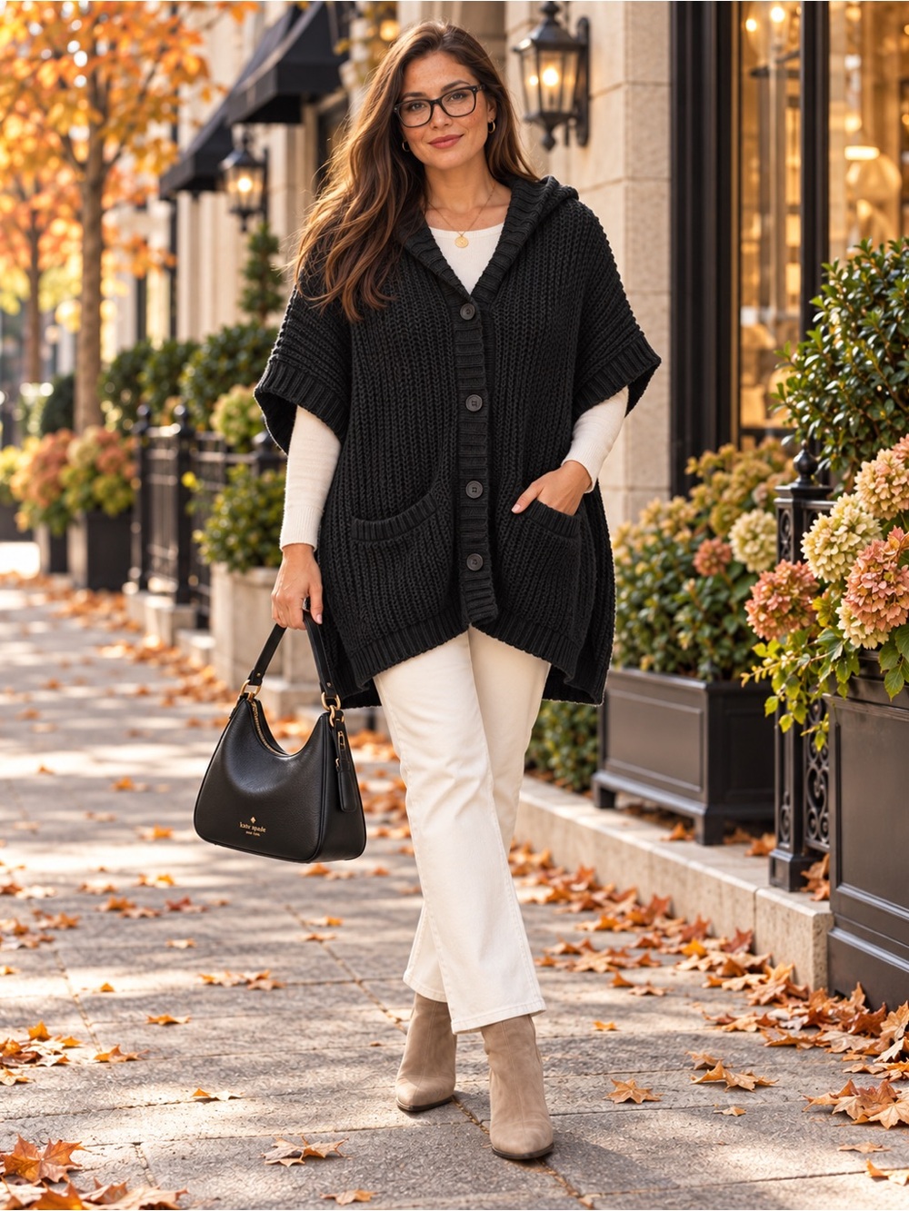 Aerie Hooded Knit Poncho